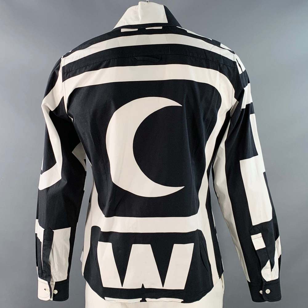 WALTER VAN BEIRENDONCK Black White Graphic Cotton Long Sleeve Shirt - Picture 3 of 8